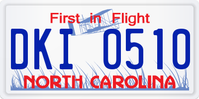 NC license plate DKI0510