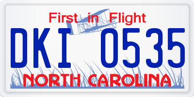 NC license plate DKI0535