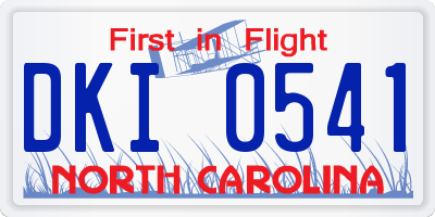 NC license plate DKI0541