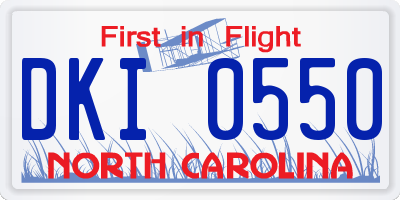 NC license plate DKI0550