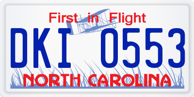 NC license plate DKI0553