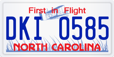 NC license plate DKI0585