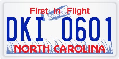 NC license plate DKI0601
