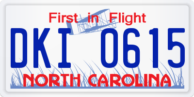 NC license plate DKI0615