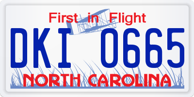 NC license plate DKI0665
