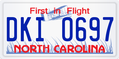 NC license plate DKI0697