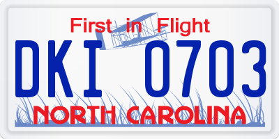 NC license plate DKI0703