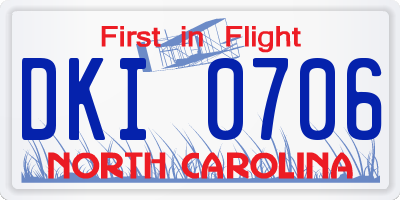 NC license plate DKI0706
