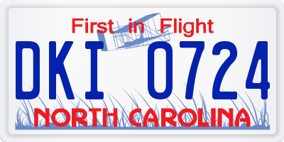 NC license plate DKI0724