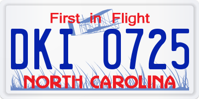 NC license plate DKI0725