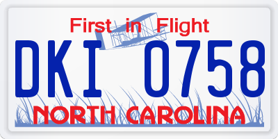 NC license plate DKI0758