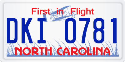 NC license plate DKI0781