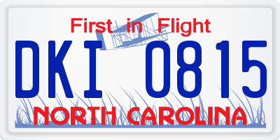 NC license plate DKI0815