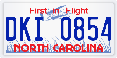 NC license plate DKI0854