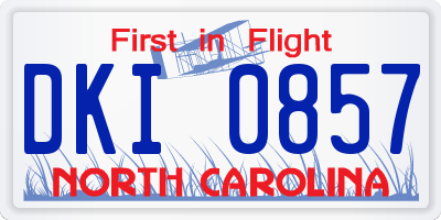 NC license plate DKI0857