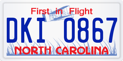 NC license plate DKI0867