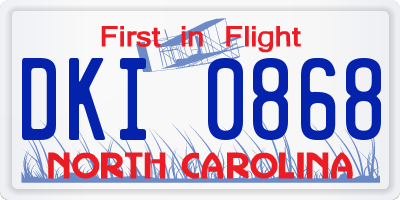NC license plate DKI0868