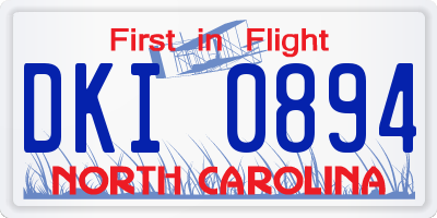 NC license plate DKI0894