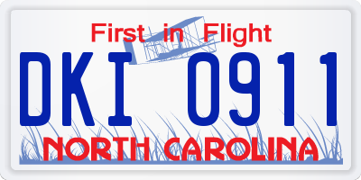 NC license plate DKI0911