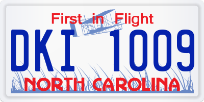 NC license plate DKI1009