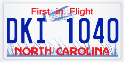 NC license plate DKI1040