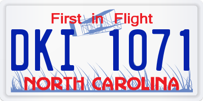 NC license plate DKI1071