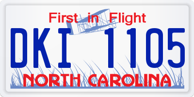 NC license plate DKI1105