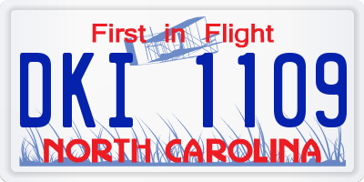 NC license plate DKI1109