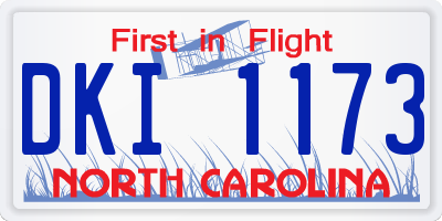 NC license plate DKI1173