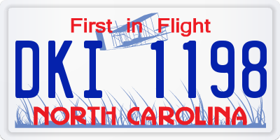 NC license plate DKI1198