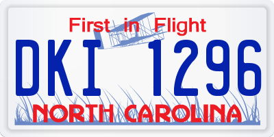 NC license plate DKI1296