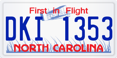 NC license plate DKI1353