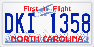 NC license plate DKI1358