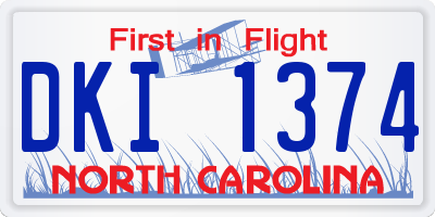 NC license plate DKI1374