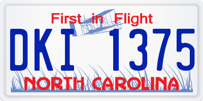 NC license plate DKI1375