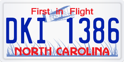 NC license plate DKI1386