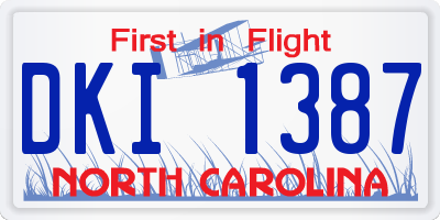 NC license plate DKI1387