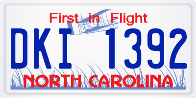 NC license plate DKI1392