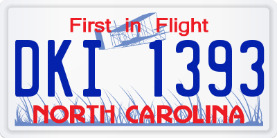 NC license plate DKI1393