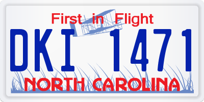 NC license plate DKI1471