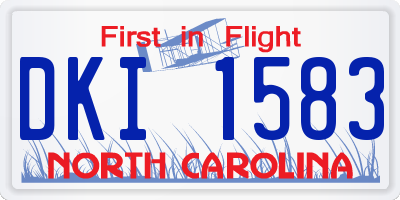 NC license plate DKI1583