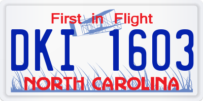 NC license plate DKI1603