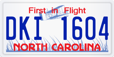 NC license plate DKI1604