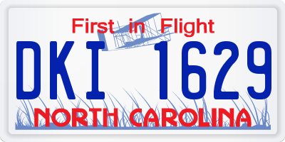 NC license plate DKI1629