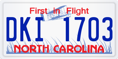 NC license plate DKI1703