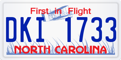 NC license plate DKI1733