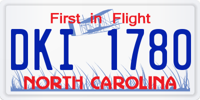 NC license plate DKI1780