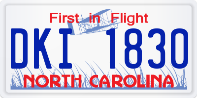 NC license plate DKI1830