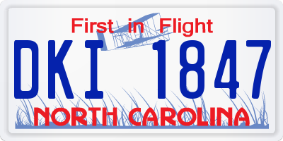 NC license plate DKI1847