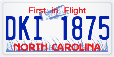 NC license plate DKI1875